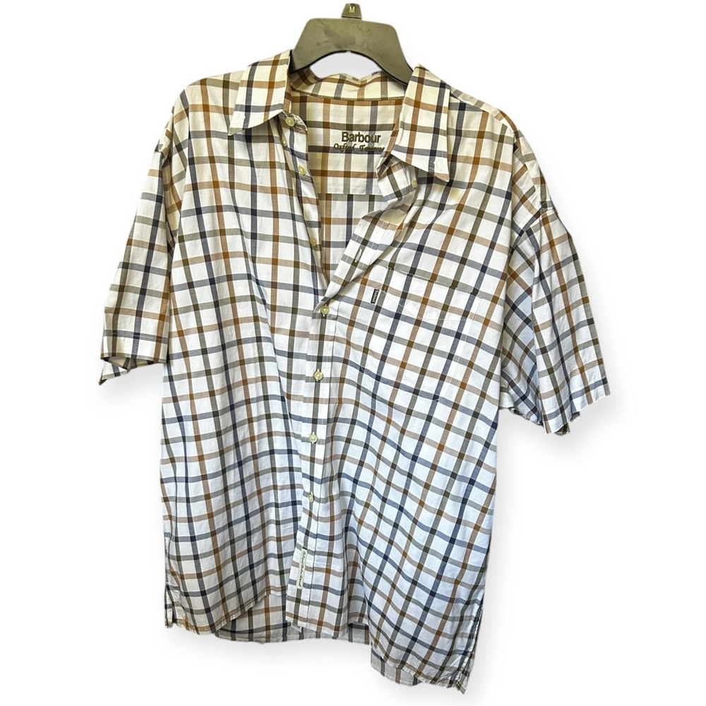 Barbour Oxford tattersall plaid button down top